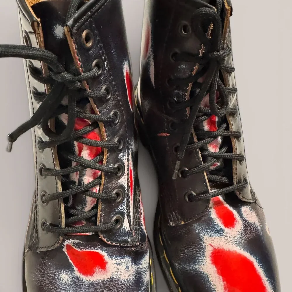 Dr. Martens 1460 8 Eye Boots UK6 US 8 Women Red Blue Rub Off Leather Punk